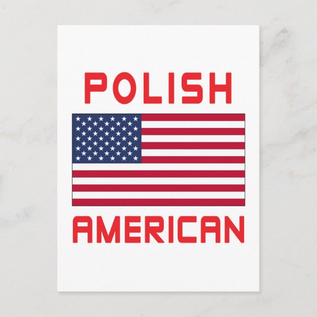 Carte Postale Drapeau américain polonais (Devant)