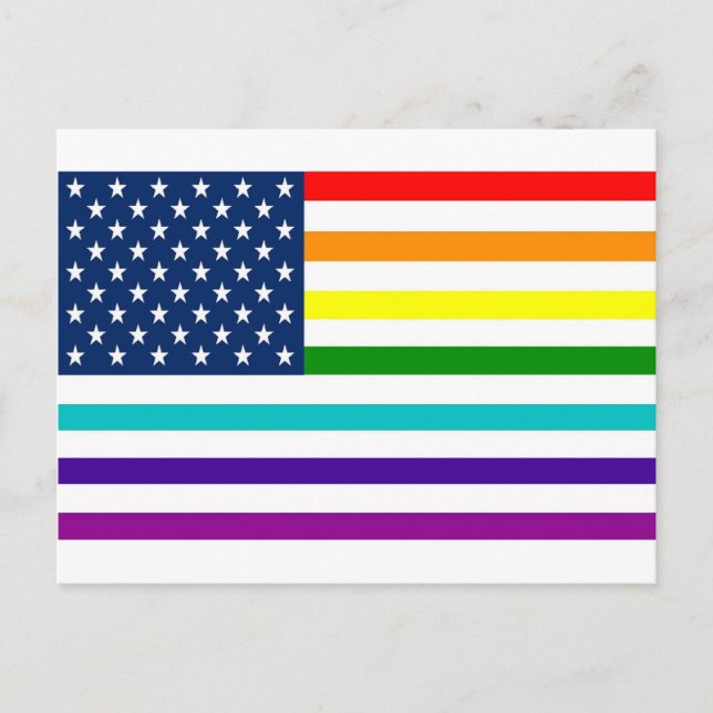 Carte Postale Drapeau américain Rainbow (Devant)