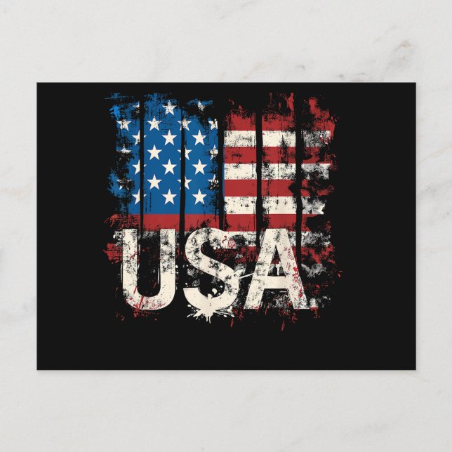 Carte Postale Drapeau américain rétro 4 juillet (Devant)