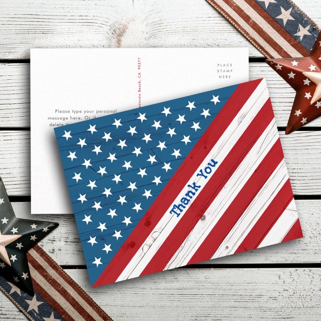 Carte Postale Drapeau américain rustique USA Étoiles et Rayures  (Créateur téléchargé)