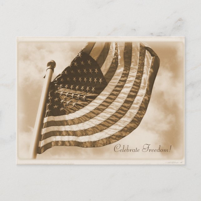 Carte Postale Drapeau américain Sepia Patriotic (Devant)