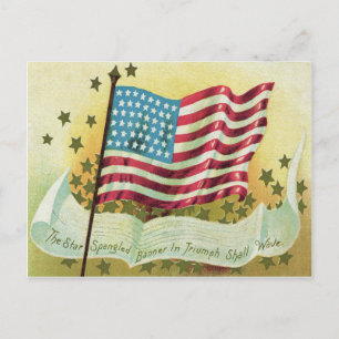 Carte Postale Drapeau américain Star Spangled Banner étoiles