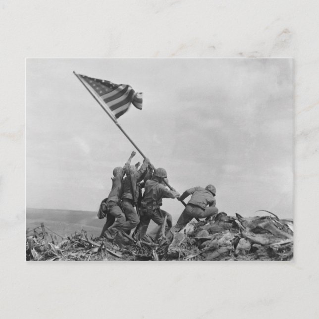 Carte Postale Drapeau américain sur Iwo Jima (1945) (Devant)