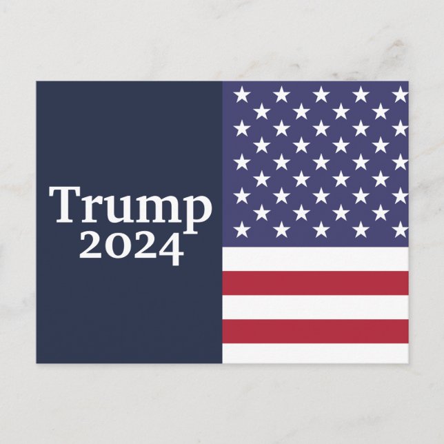 Carte Postale Drapeau américain Trump 2024 en bleu (Devant)