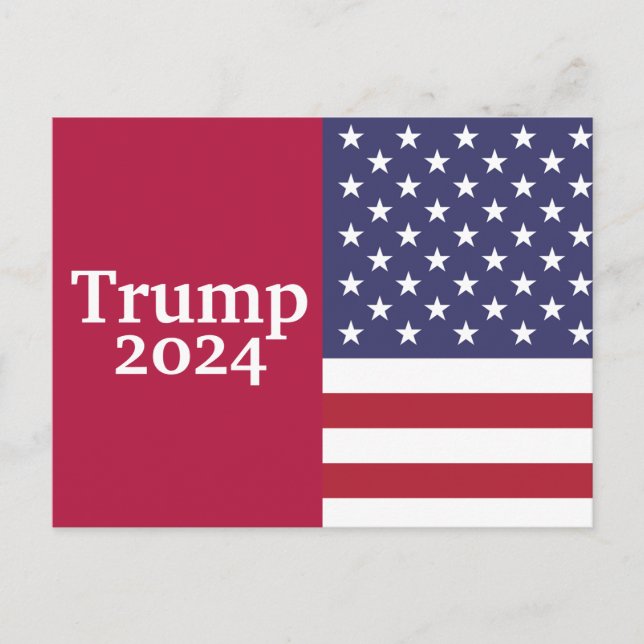Carte Postale Drapeau américain Trump 2024 en rouge (Devant)