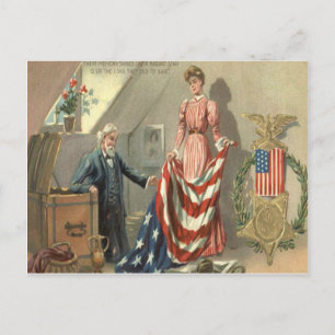 Carte Postale Drapeau américain Union Médailles Guerre de Sécess