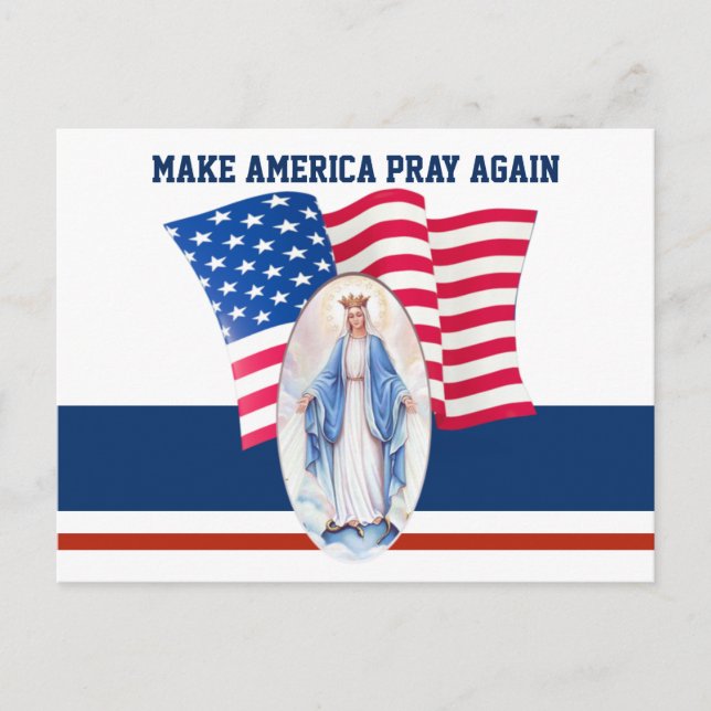 Carte Postale Drapeau américain Vierge Marie (Devant)