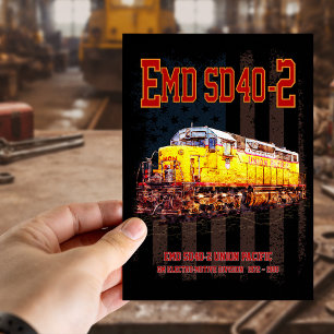 Carte Postale Drapeau américain vintage EMD SD40-2 Locomotive di