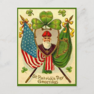 Carte Postale Drapeau américain vintage St Patrick Jour de la Sa