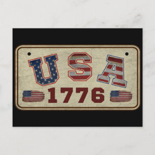 Carte Postale Drapeau américain vintage USA 1776