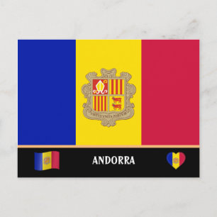 Carte Postale Drapeau andorran & voyage au pays andorran / Andor