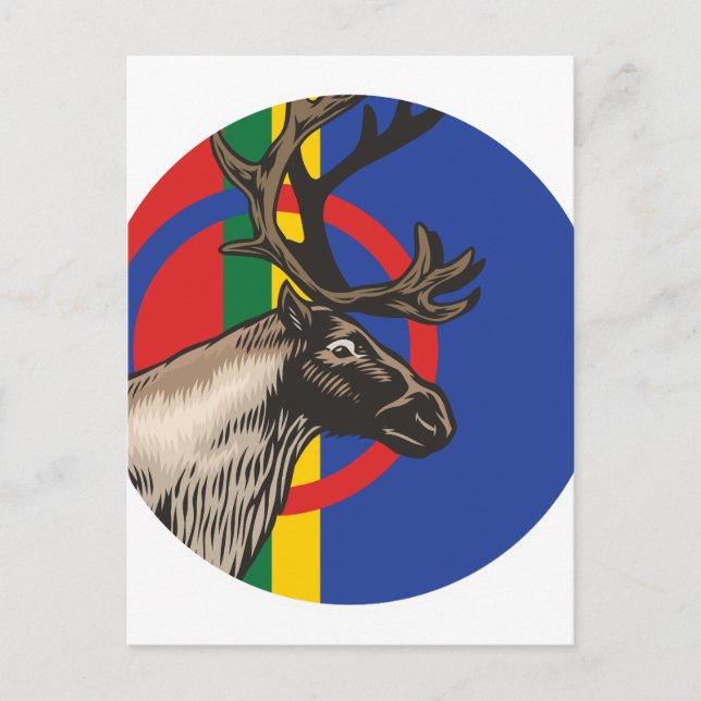 Carte Postale Drapeau animal national Sami Reindeer (Devant)
