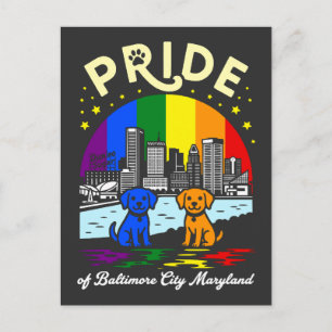 Carte Postale Drapeau arc-en-ciel des chiens de la fierté de Bal