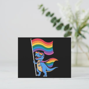 Carte Postale Drapeau arc-en-ciel LGBT Fierté gay dinosaure 