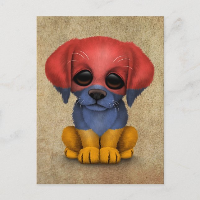 Carte Postale Drapeau arménien mignon Chien Chien Chien, Dur (Devant)
