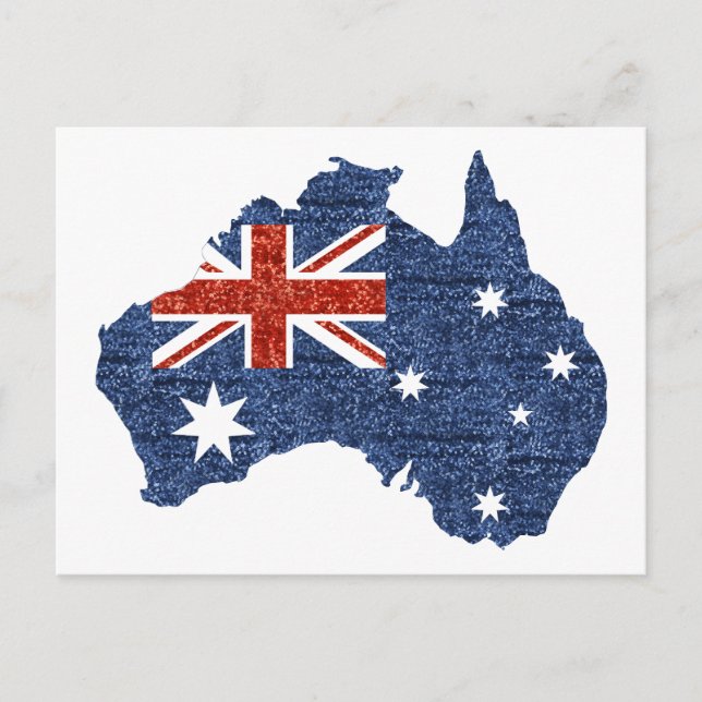 Carte Postale drapeau australien à paillettes (Devant)