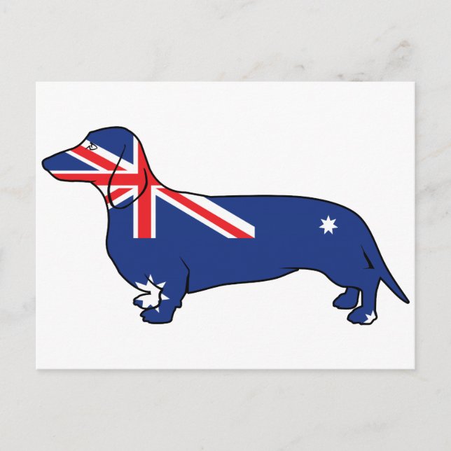 Carte Postale Drapeau australien Dachshund (Devant)