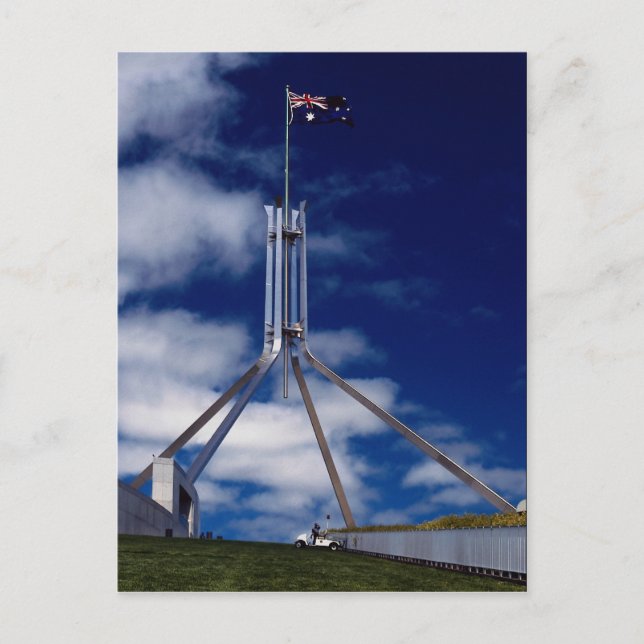 Carte Postale Drapeau australien, Parlement, Canberra, acte (Devant)