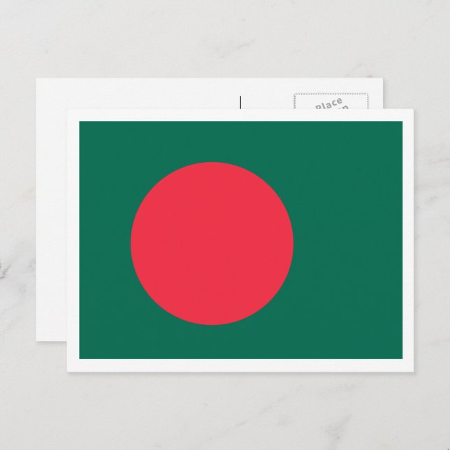 Carte Postale Drapeau bangladais, Drapeau du Bangladesh (Devant / Derrière)