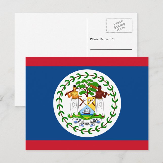 Carte Postale Drapeau bélizien, Drapeau du Belize (Devant / Derrière)