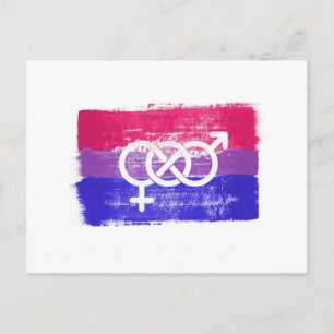 CARTE POSTALE DRAPEAU BISEXUAL PEINT SYMBOLE FIDE