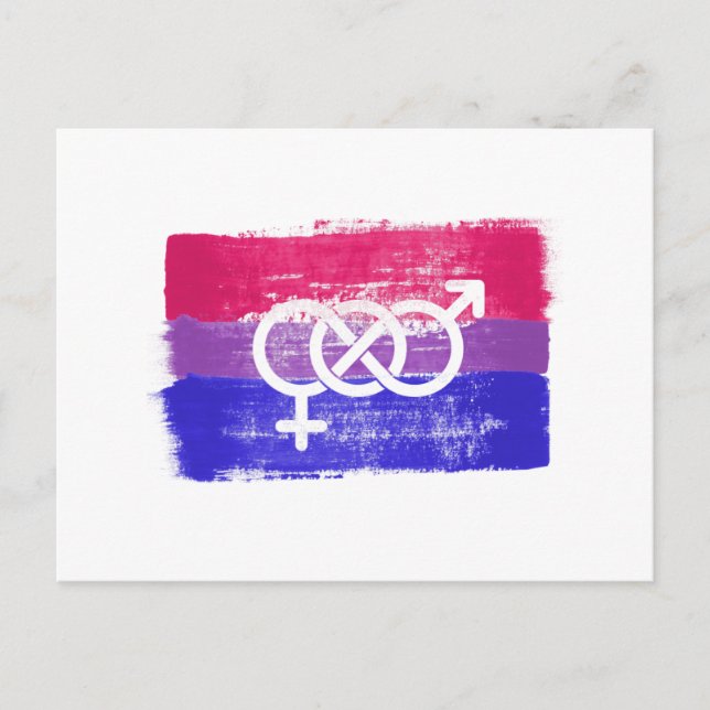 CARTE POSTALE DRAPEAU BISEXUAL PEINT SYMBOLE FIDE (Devant)