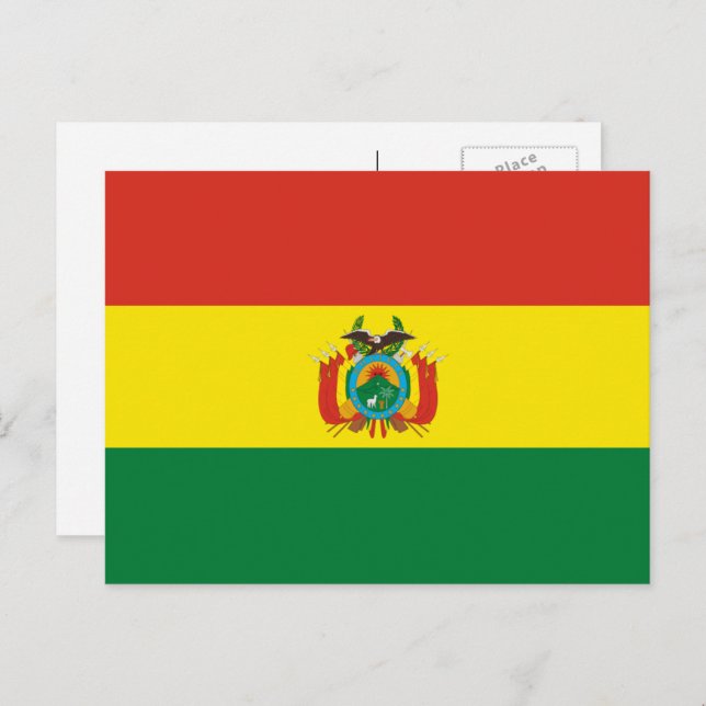 Carte Postale Drapeau bolivien, Drapeau de Bolivie (Devant / Derrière)