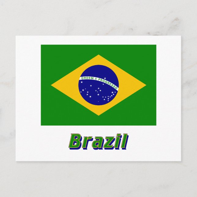 Carte Postale Drapeau Brésil avec nom (Devant)