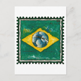 Carte Postale Drapeau brésilien avec tampon à bille