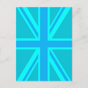 Carte Postale Drapeau britannique vibrant turquoise Union Jack