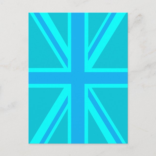 Carte Postale Drapeau britannique vibrant turquoise Union Jack (Devant)