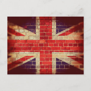 Carte Postale Drapeau britannique vintage sur un mur de briques