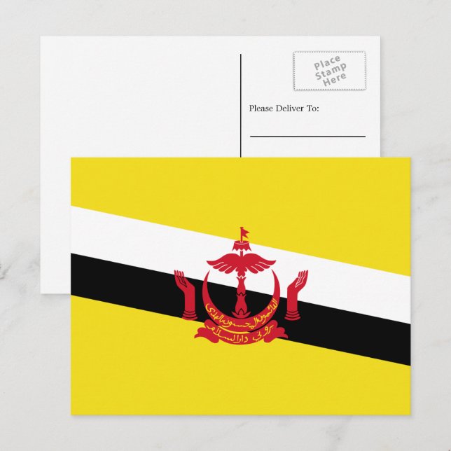Carte Postale Drapeau brunéien, Drapeau du Brunei (Devant / Derrière)