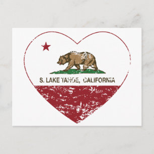 Carte Postale drapeau californien S. le coeur du lac tahoe en dé