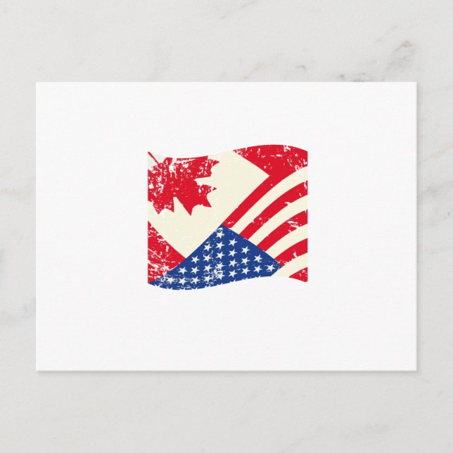 Carte Postale Drapeau canadien américain Canada Amérique cadeau  (Devant)