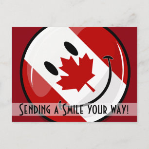 Carte Postale Drapeau canadien souriant brillant