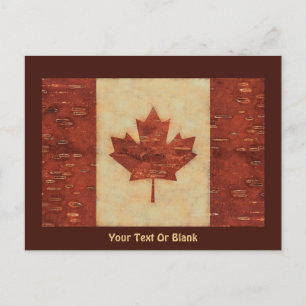 Carte Postale Drapeau Canadien Sur L'Écorce De Birch Intérieur