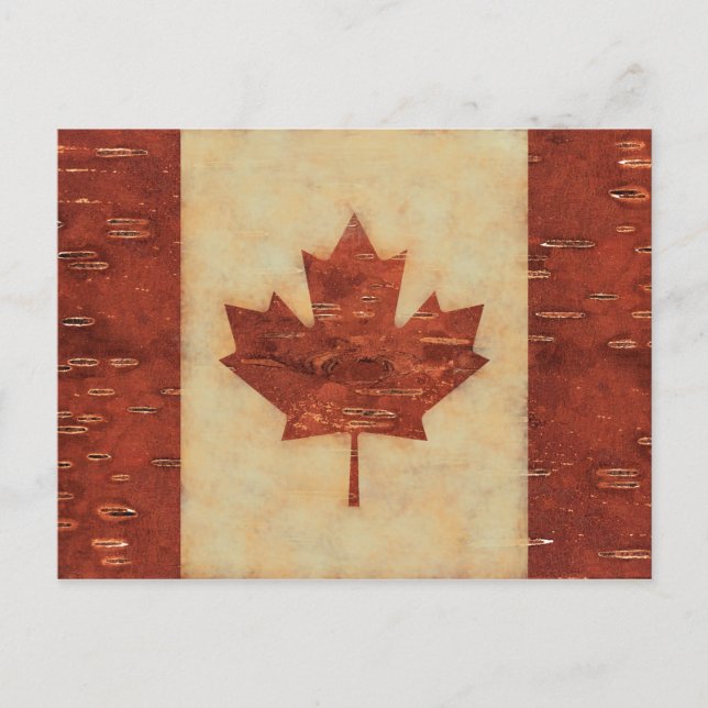 Carte Postale Drapeau Canadien Sur L'Écorce De Birch Intérieur (Devant)