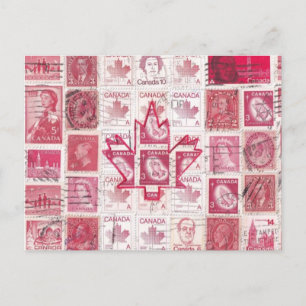Carte postale Drapeau Canadien - Timbre collé!