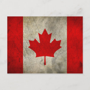 Carte Postale Drapeau canadien vintage Feuille d'érable