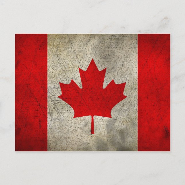 Carte Postale Drapeau canadien vintage feuille d'érable (Devant)