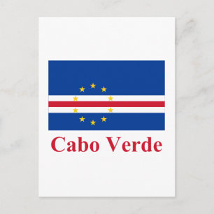 Carte Postale Drapeau Cap-Vert avec nom en portugais