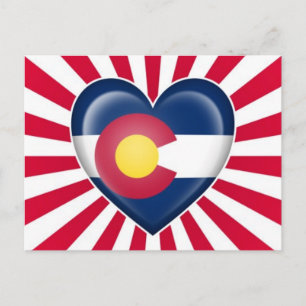 Carte Postale Drapeau cardiaque du Colorado avec éclatement de l