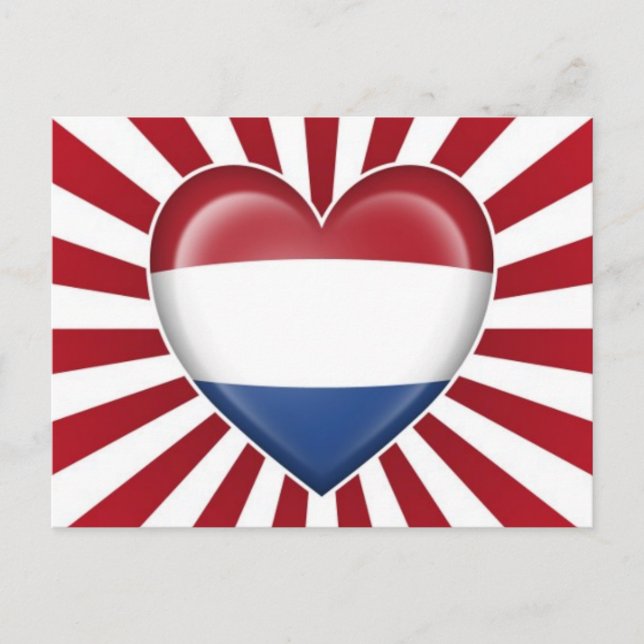 Carte Postale Drapeau cardiaque néerlandais avec éclat étoilé (Devant)