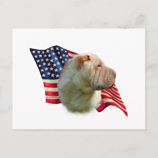 Carte Postale Drapeau chinois Shar-Pei (Devant)