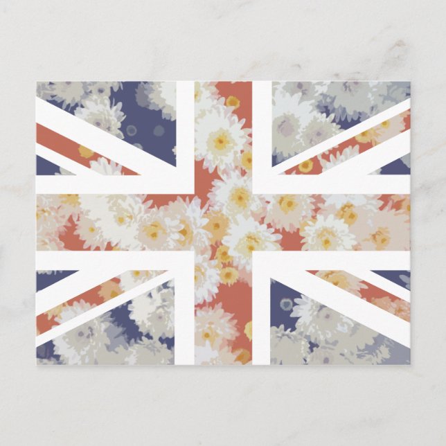 Carte Postale Drapeau Chrysanthemums Flower Union Jack British ( (Devant)