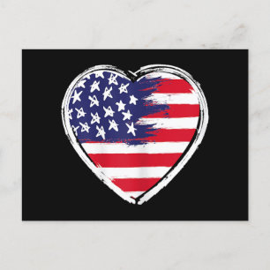 Carte Postale Drapeau Coeur US 4 juillet Étoiles patriotiques am