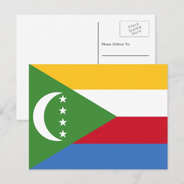 Carte Postale Drapeau comorien, Drapeau des Comores (Devant / Derrière)