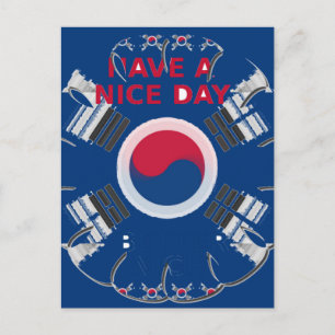 Carte Postale Drapeau coréen design "Ayez une belle journée"