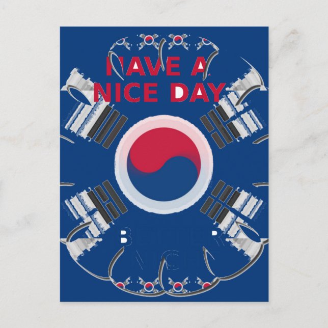Carte Postale Drapeau coréen design "Ayez une belle journée" (Devant)